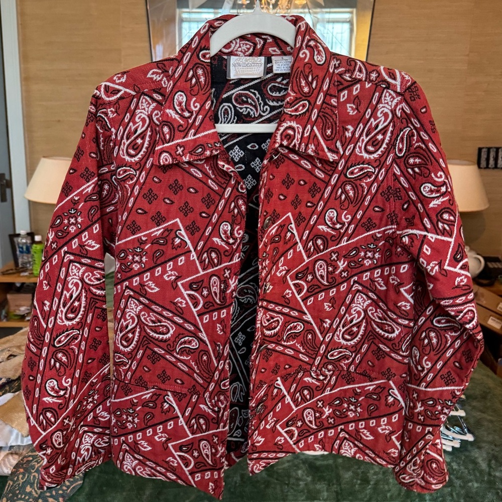 Vintage New Identity Western Bandana Printed Red Jacket Small